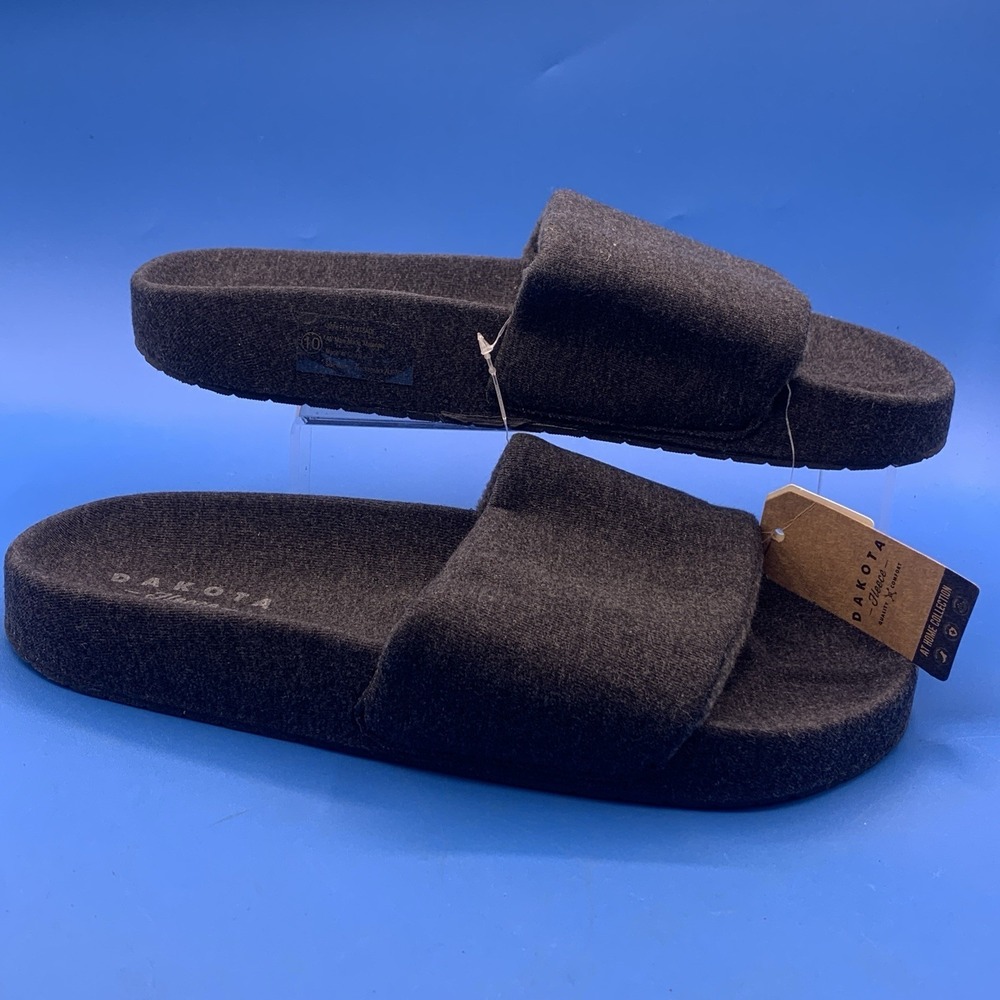Dakota Fleece Men's Black/Gray Slip On Sandals - Size 10